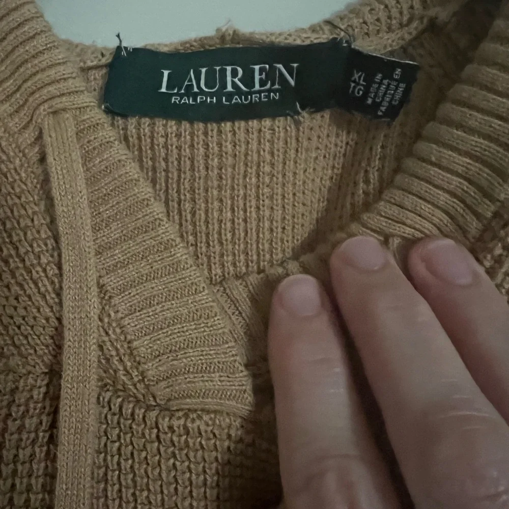 Ralph Lauren women’s tan waffle knit 100% cotton hoodie hooded sweater - Picture 6 of 7